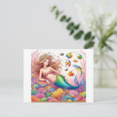 Carte Postale Belle sirène colorée (Debout devant)
