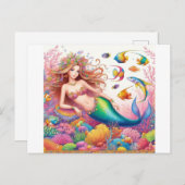 Carte Postale Belle sirène colorée (Devant / Derrière)