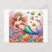 Carte Postale Belle sirène colorée (Devant)