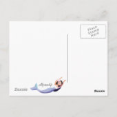 Carte Postale Belle sirène dans la mer illustration (Dos)