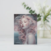 Carte Postale Belle Sirène De Cheveux Rose (Debout devant)