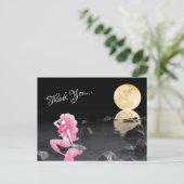 Carte Postale Belle Sirène en Rose avec Pleine Lune Merci (Debout devant)