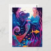 Carte Postale Belle sirène nymphe de la mer (Devant / Derrière)