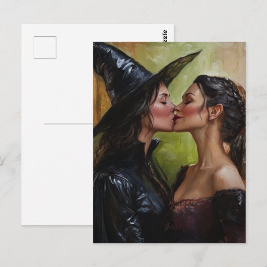 Carte Postale Belle sorcière baiser (Devant / Derrière)