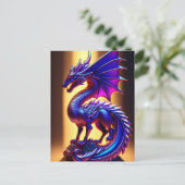 Carte Postale Belle Statue Dragon En Verre Violet (Debout devant)