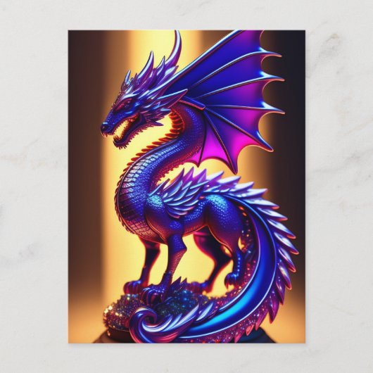 Carte Postale Belle Statue Dragon En Verre Violet (Devant)