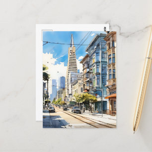 Carte Postale Belle stylo et croquis d'encre de San Francisco