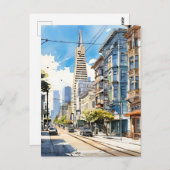 Carte Postale Belle stylo et croquis d'encre de San Francisco (Devant / Derrière)