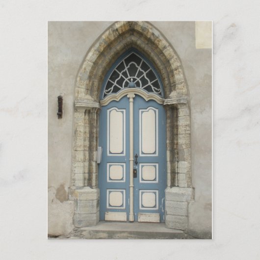 Carte Postale Belle Tallinn, pierre estonienne et porte en bois (Devant)