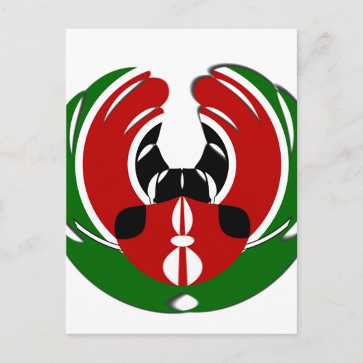 Carte Postale Belle Tapisserie kenyane : Drapeau kényan Papillon (Devant)