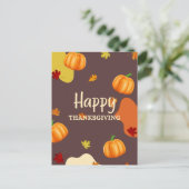 Carte Postale Belle Thanksgiving Citrouille et Feuille (Debout devant)
