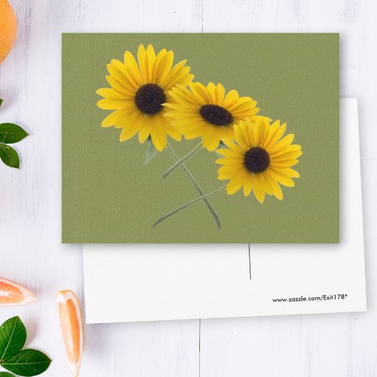 Carte Postale Belle Tournesol Triple Photographie Sur Vert