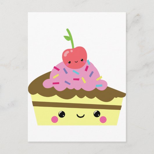 Carte Postale Belle tranche de gâteau de crème glacée Kawaii (Devant)