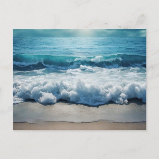 Carte Postale Belle vague d'océan s'écrasant à la plage (Devant)