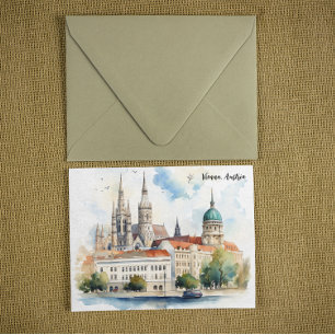 Carte Postale Belle Vienne Autriche City View Peinture