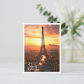 Carte Postale Belle vue aérienne de la Tour Eiffel Paris France (Debout devant)