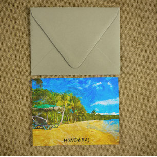 Carte Postale Belle vue océan Honduras Peinture à huile