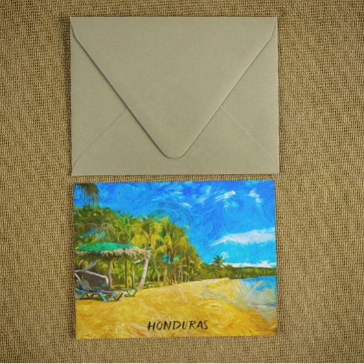 Carte Postale Belle vue océan Honduras Peinture à huile