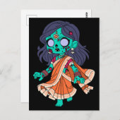 Carte Postale Belle Zombie indienne (Devant / Derrière)