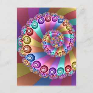 Carte Postale Belles couleurs arc-en-ciel Art fractal Abstrait