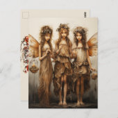 Carte Postale Belles Fées Robes Brown Chandelles (Devant / Derrière)