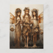 Carte Postale Belles Fées Robes Brown Chandelles (Devant)