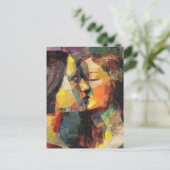 Carte Postale Belles femmes embrasser collage médiatique mixte (Debout devant)