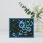 Carte Postale Belles Fleurs Bleues Art Fractal fin (Debout devant)