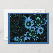 Carte Postale Belles Fleurs Bleues Art Fractal fin (Devant / Derrière)