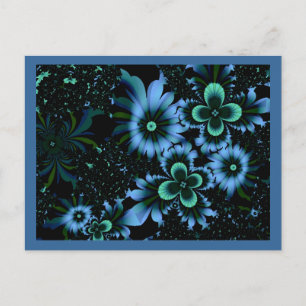 Carte Postale Belles Fleurs Bleues Art Fractal fin