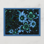 Carte Postale Belles Fleurs Bleues Art Fractal fin (Devant)