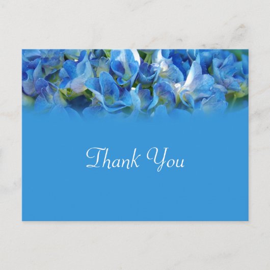 Carte Postale Belles fleurs bleues d'hydrangée merci (Devant)