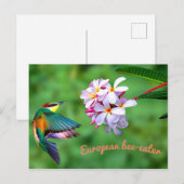 Carte Postale Belles fleurs colorées d'oiseaux (Devant / Derrière)