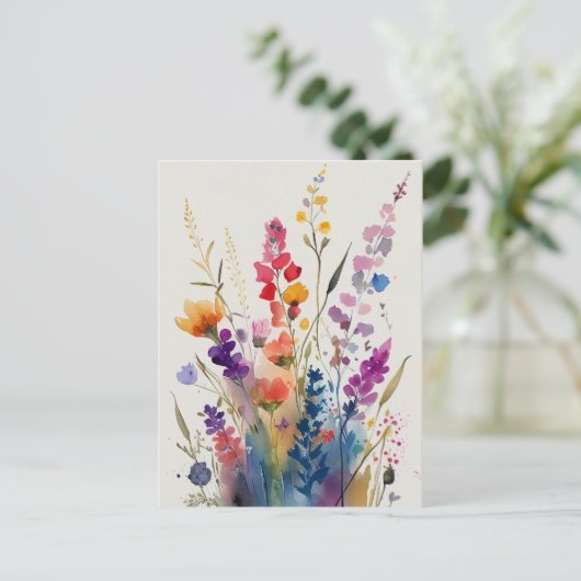 Carte Postale Belles fleurs d'aquarelle (Debout devant)