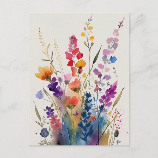 Carte Postale Belles fleurs d'aquarelle (Devant)