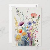 Carte Postale Belles fleurs d'aquarelle (Devant / Derrière)