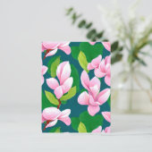Carte Postale Belles fleurs de Magnolia rose (Debout devant)