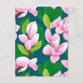 Carte Postale Belles fleurs de Magnolia rose (Devant)