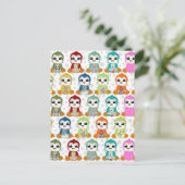 Carte Postale Belles fleurs de pingouins colorés (Debout devant)