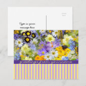 Carte Postale Belles fleurs de printemps Collage Violet Jaune (Devant / Derrière)