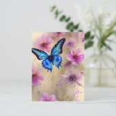 Carte Postale Belles fleurs et papillon (Debout devant)