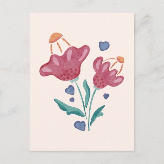 Carte Postale Belles fleurs psychédéliques (Devant)