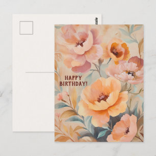 Carte Postale Belles Fleurs Sauvages Douces JOYEUX ANNIVERSAIRE