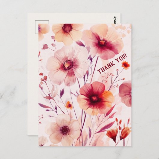 Carte Postale Belles fleurs sauvages MERCI (Devant / Derrière)