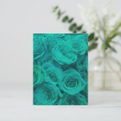 Carte Postale Belles fleurs turquoises roses turquoises (Debout devant)
