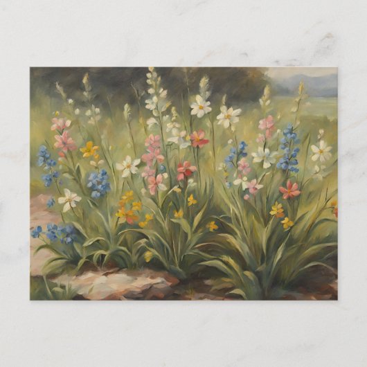 Carte Postale Belles illustrations de fleurs sauvages en pleine  (Devant)
