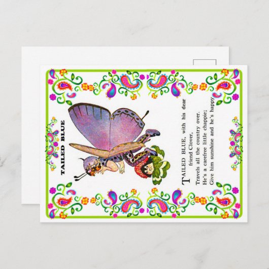 Carte Postale Belles images de bébé papillon (Devant / Derrière)