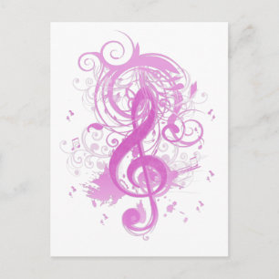 Carte Postale Belles notes de musique cool avec des tourbillons