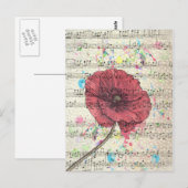 Carte Postale Belles notes de musique de fleur de pavot (Devant / Derrière)