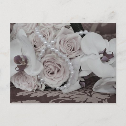 Carte Postale Belles orchidées et Roses Sauvez la date (Devant)